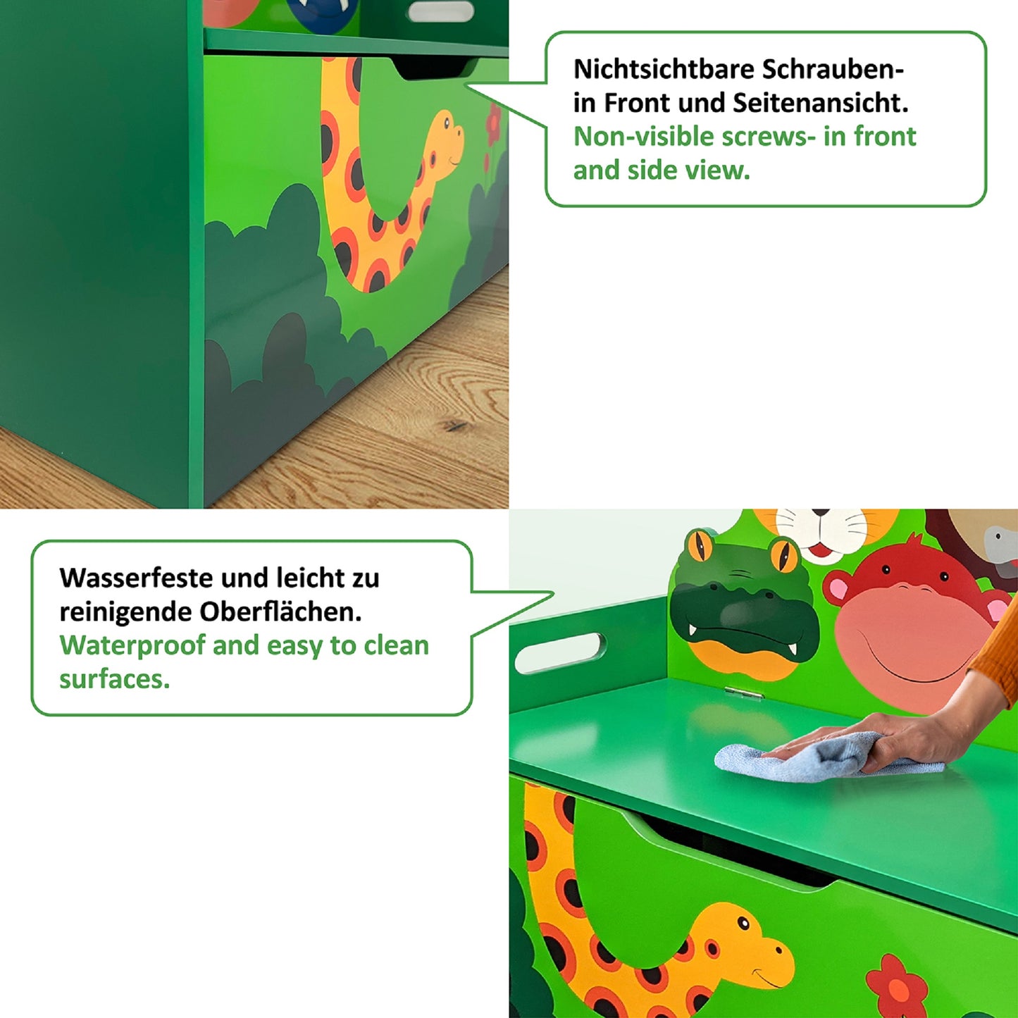 Kindersitzbank DSCHUNGEL mit Softstop für die kleinen Finger