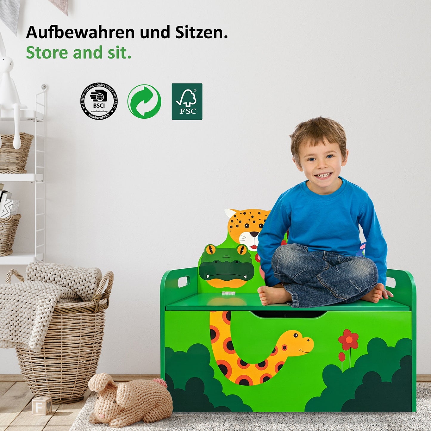 Kindersitzbank DSCHUNGEL mit Softstop für die kleinen Finger