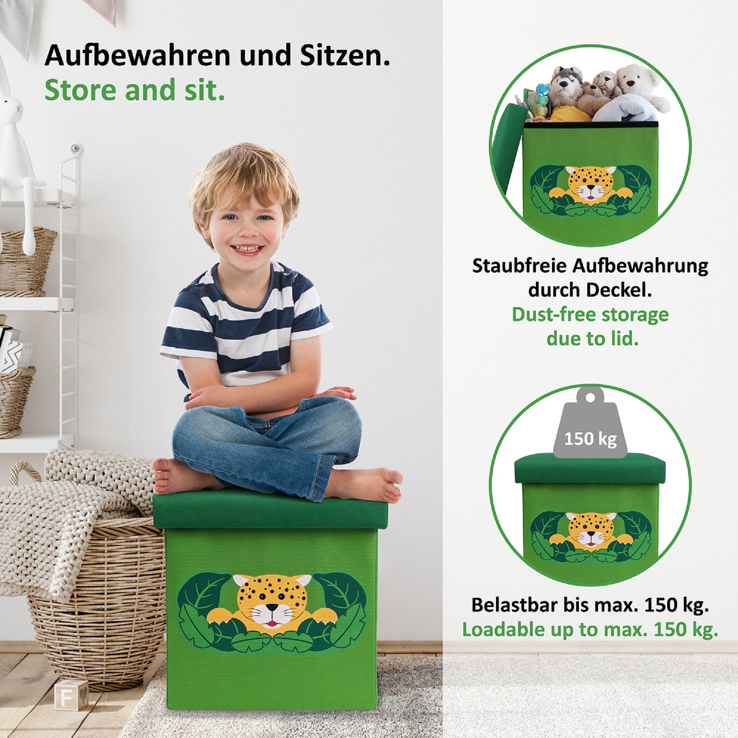 Spielzeugbox DSCHUNGEL 33L -belastbar bis 150 kg- passend für Kallax-Regal