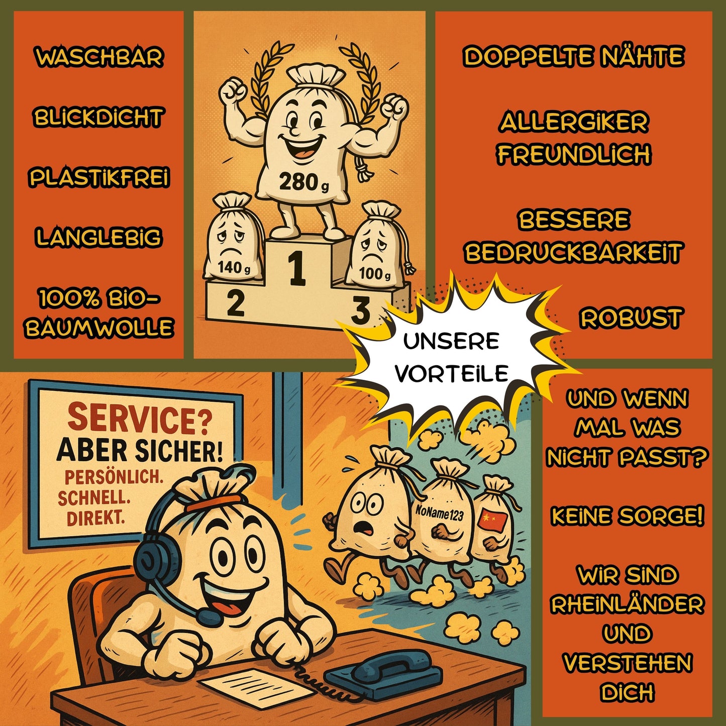 Baumwollbeutel - 280 g/m² OEKO-TEX® zertifizierte Heavy-Duty Baumwolle, 40x60 cm - 1 St. Geschenkbeutel Stoff, Beutel mit Kordelzug, Packbeutel