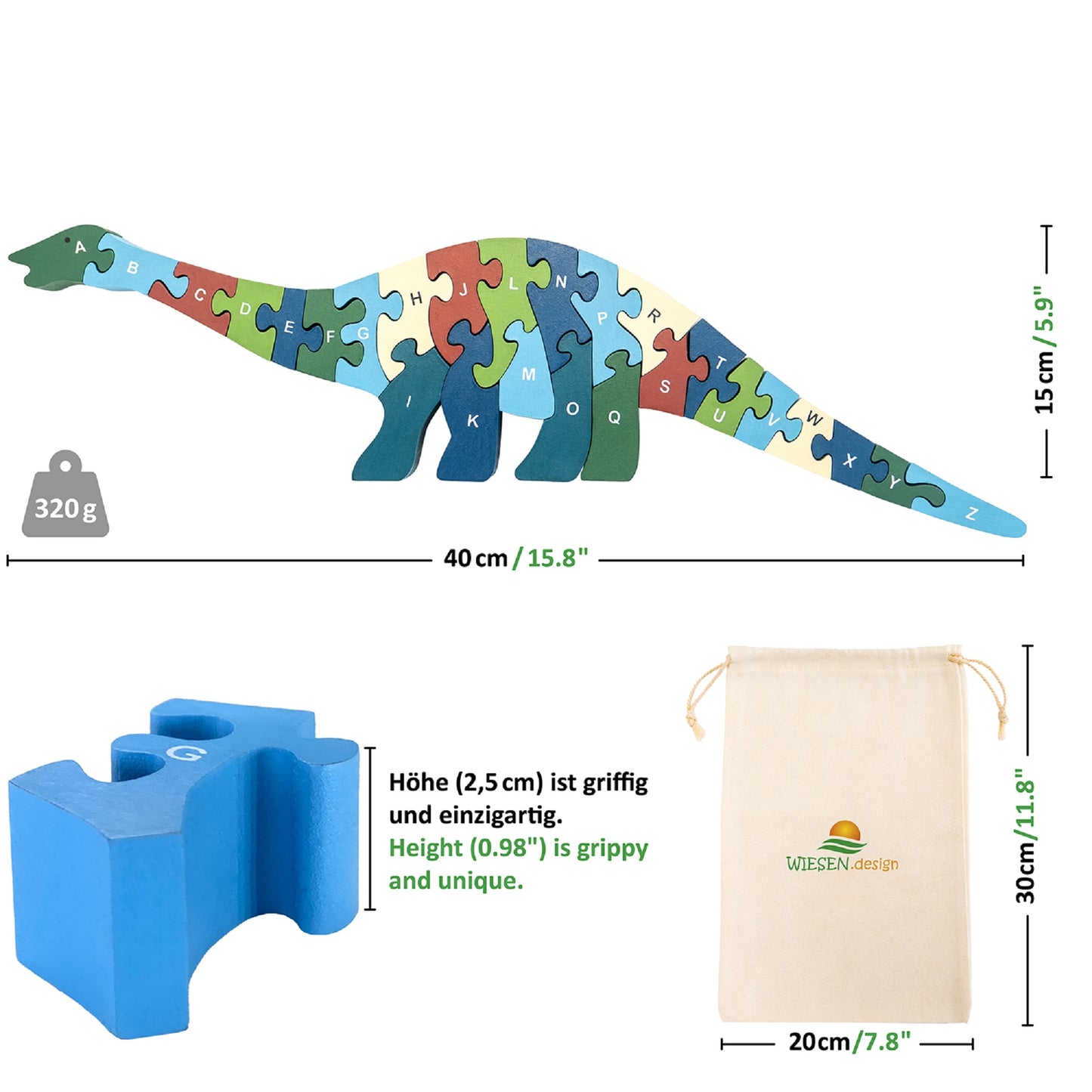 Buchstabenpuzzle DINO für Kinder - EN71 geprüft