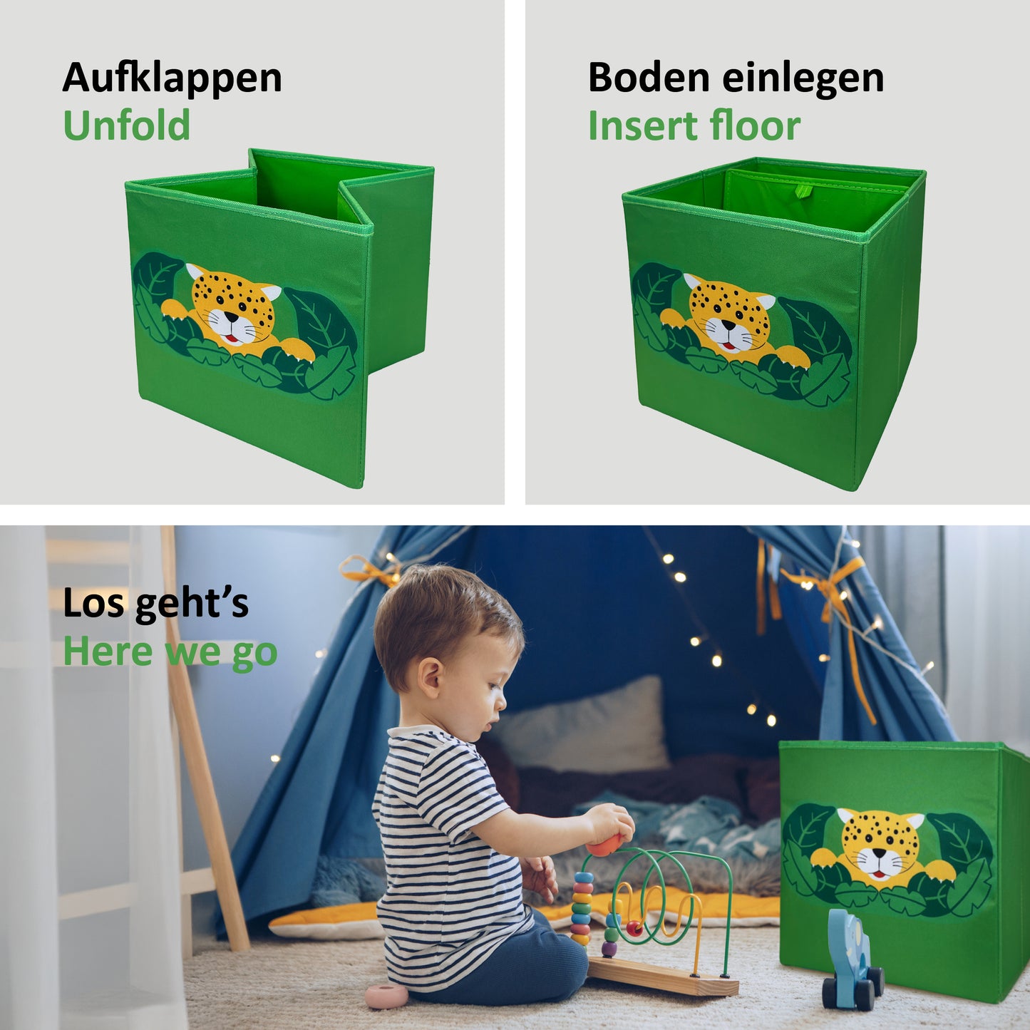 Spielzeugkiste DSCHUNGEL 27L (4 Stück) - passend für Kallax-Regal