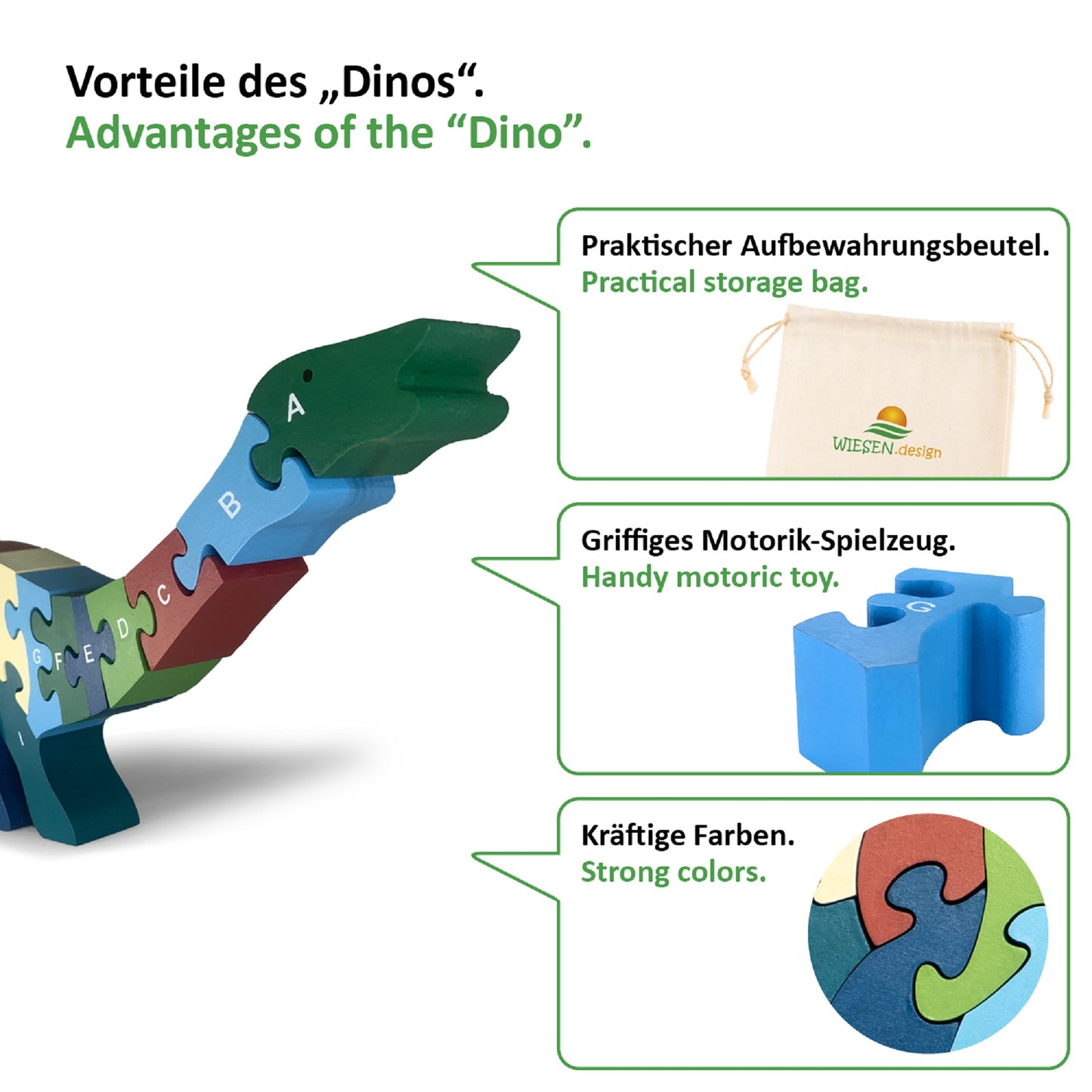 Buchstabenpuzzle DINO für Kinder - EN71 geprüft