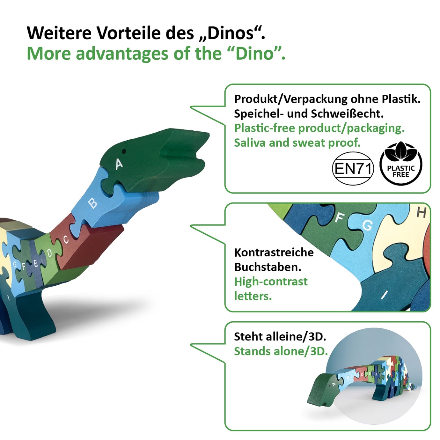 Buchstabenpuzzle DINO für Kinder - EN71 geprüft