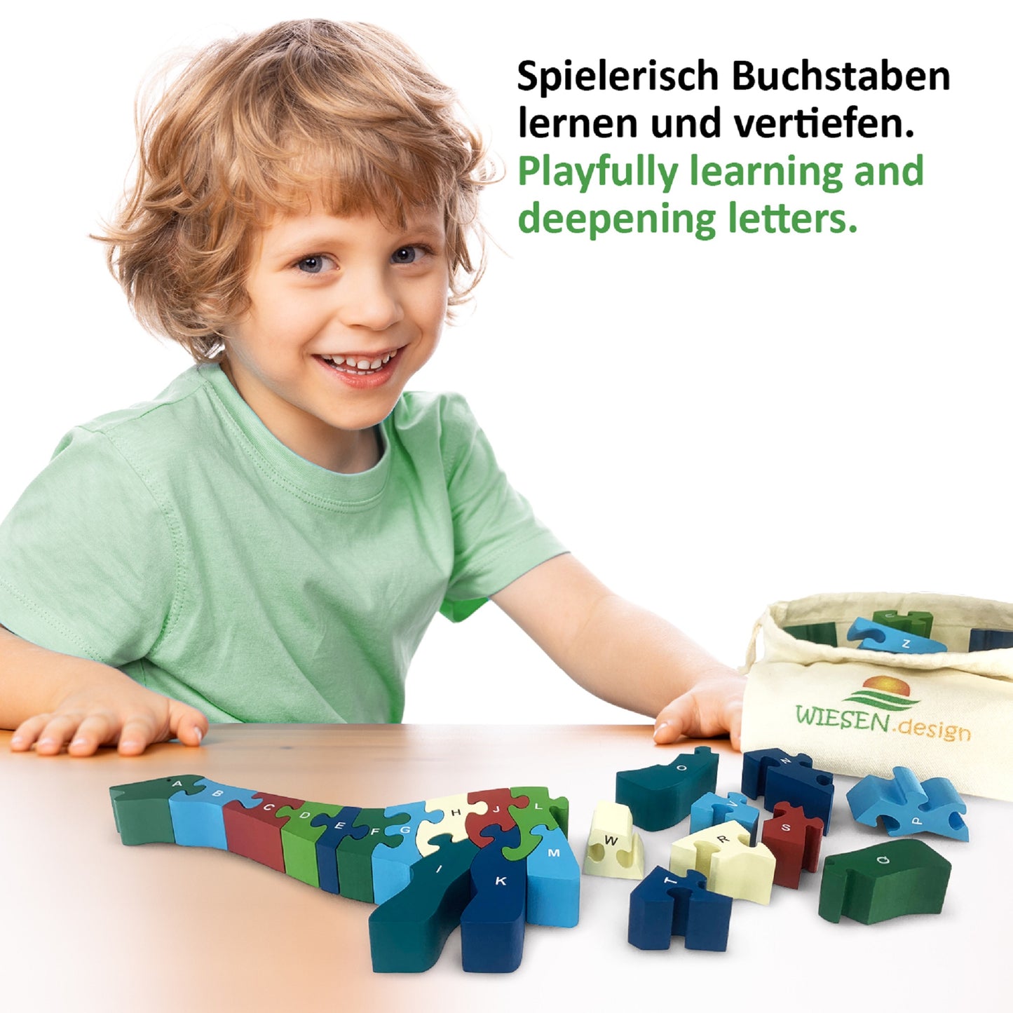 Buchstabenpuzzle DINO für Kinder - EN71 geprüft
