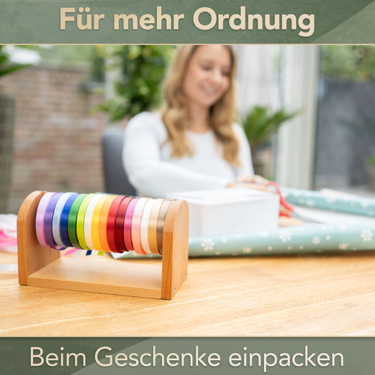 Geschenkband Set, 16x Satinband inkl. Abroller (23 m x 10 mm per Rolle)