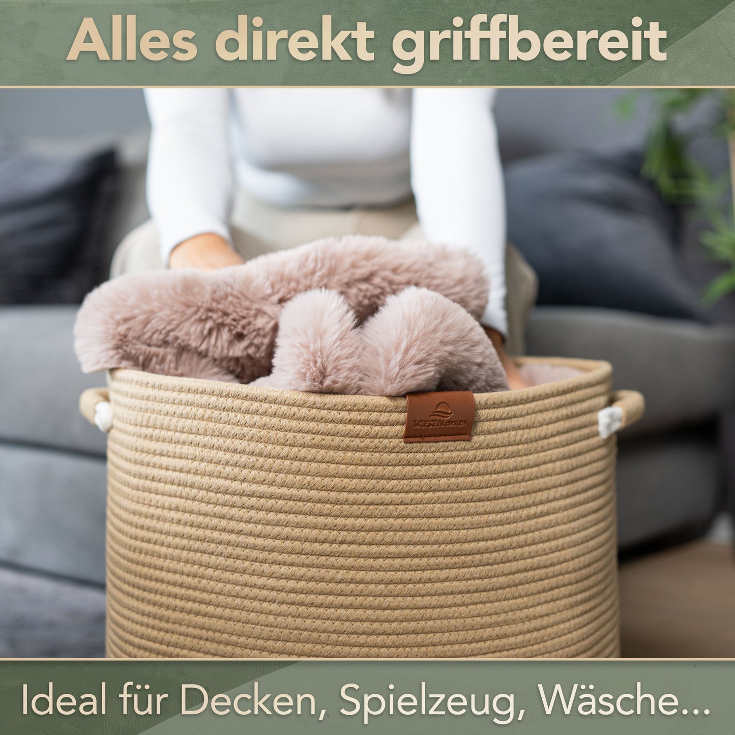 Wäschekorb Matteo Braun 48L aus 100% Baumwolle - Handgemacht und Pflegeleicht