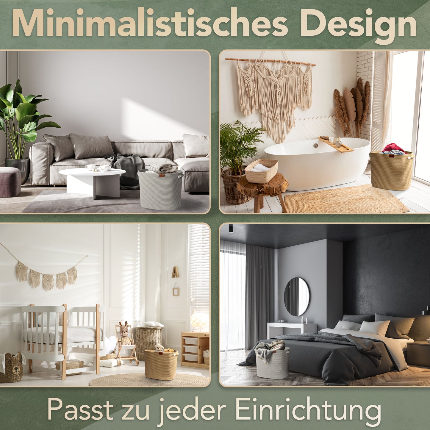 Wäschekorb Matteo Braun 48L aus 100% Baumwolle - Handgemacht und Pflegeleicht