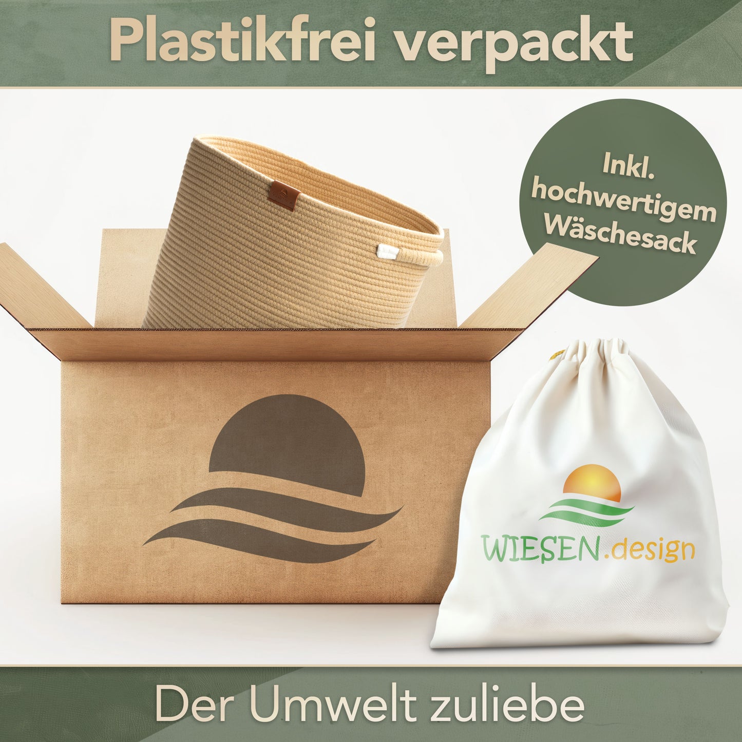 Wäschekorb Matteo Braun 48L aus 100% Baumwolle - Handgemacht und Pflegeleicht