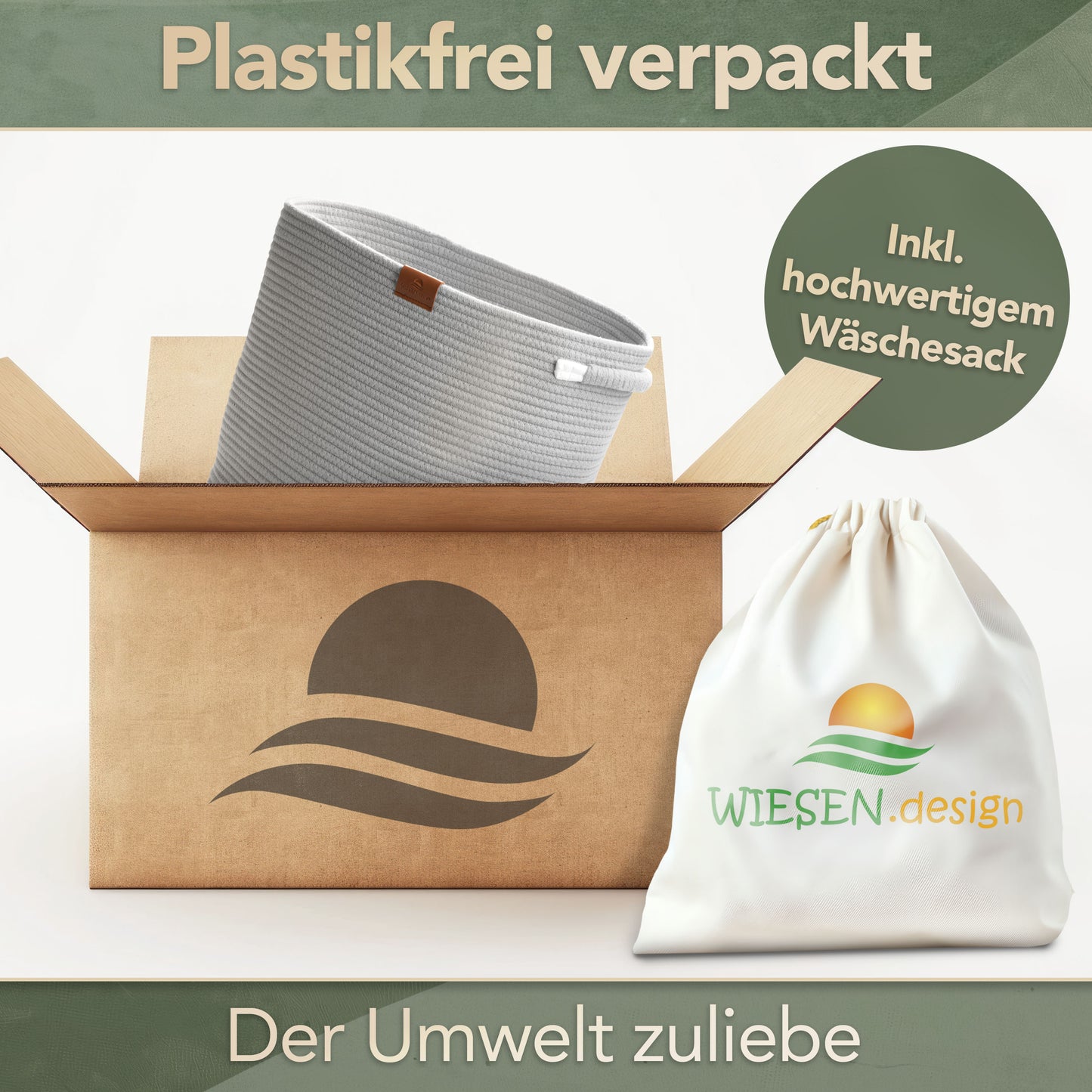 Wäschekorb Matteo Grau 48L aus 100% Baumwolle - Handgemacht und Pflegeleicht