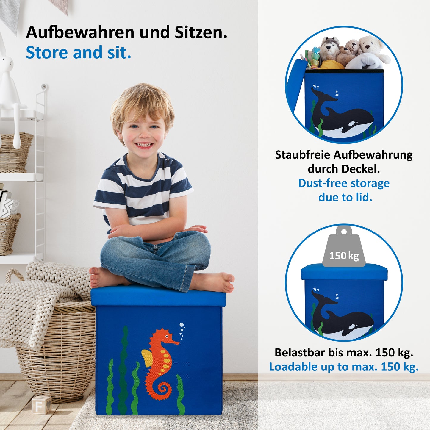 Spielzeugbox MEER 33L -belastbar bis 150 kg- passend für Kallax-Regal