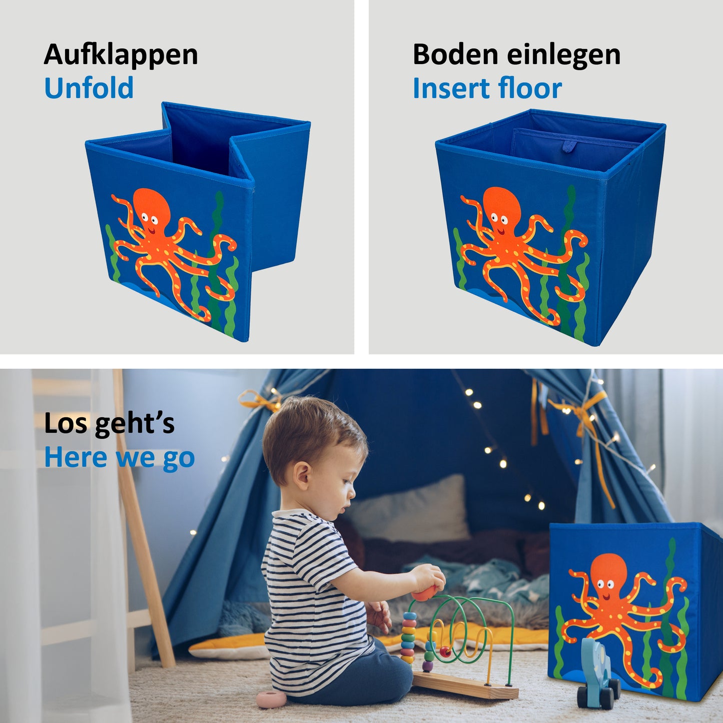 Spielzeugkiste MEER 27L (4 Stück) - passend für Kallax-Regal