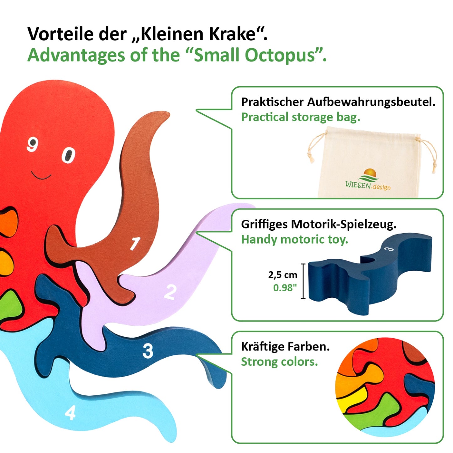 Zahlenpuzzle KLEINE KRAKE für Kinder - EN71 geprüft