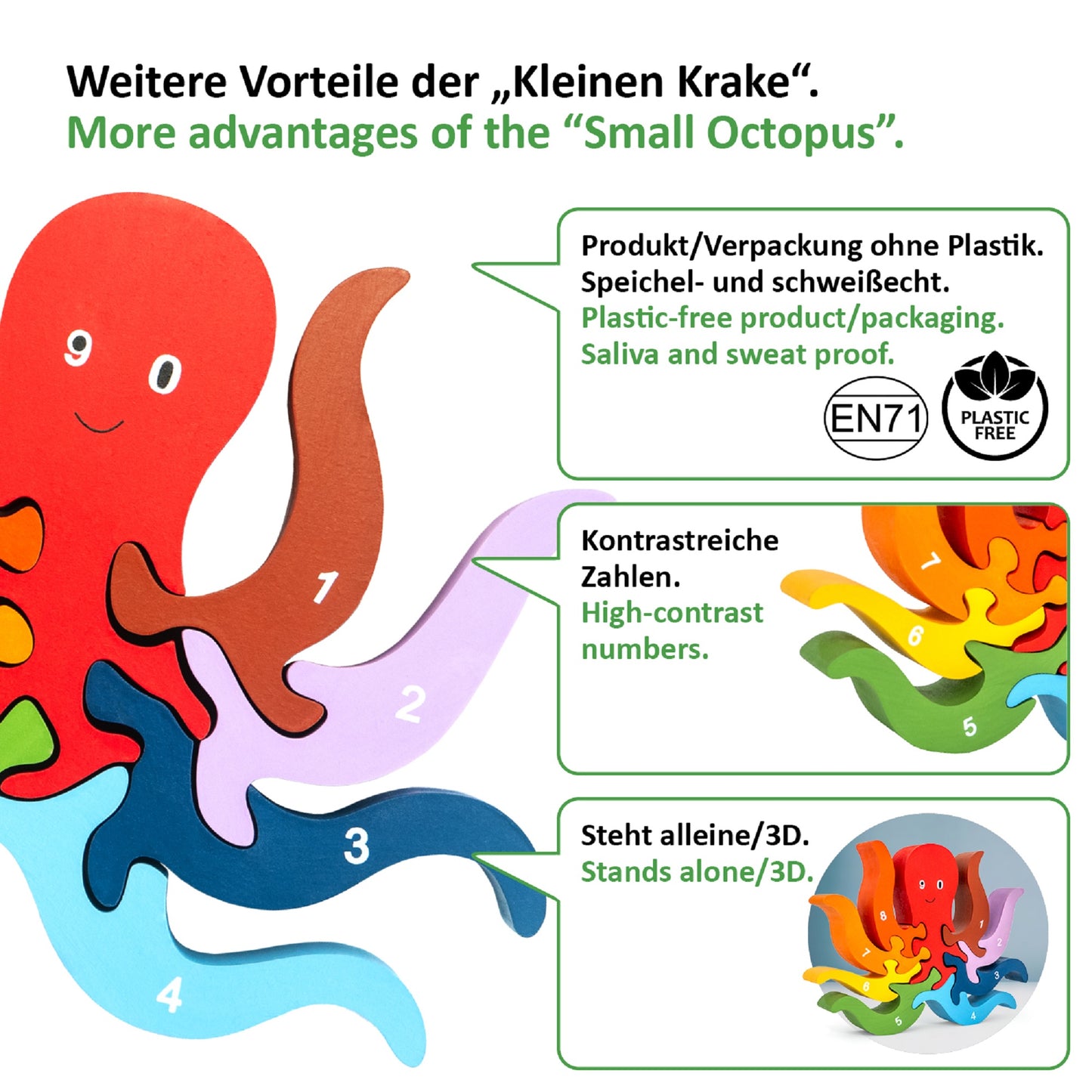 Zahlenpuzzle KLEINE KRAKE für Kinder - EN71 geprüft