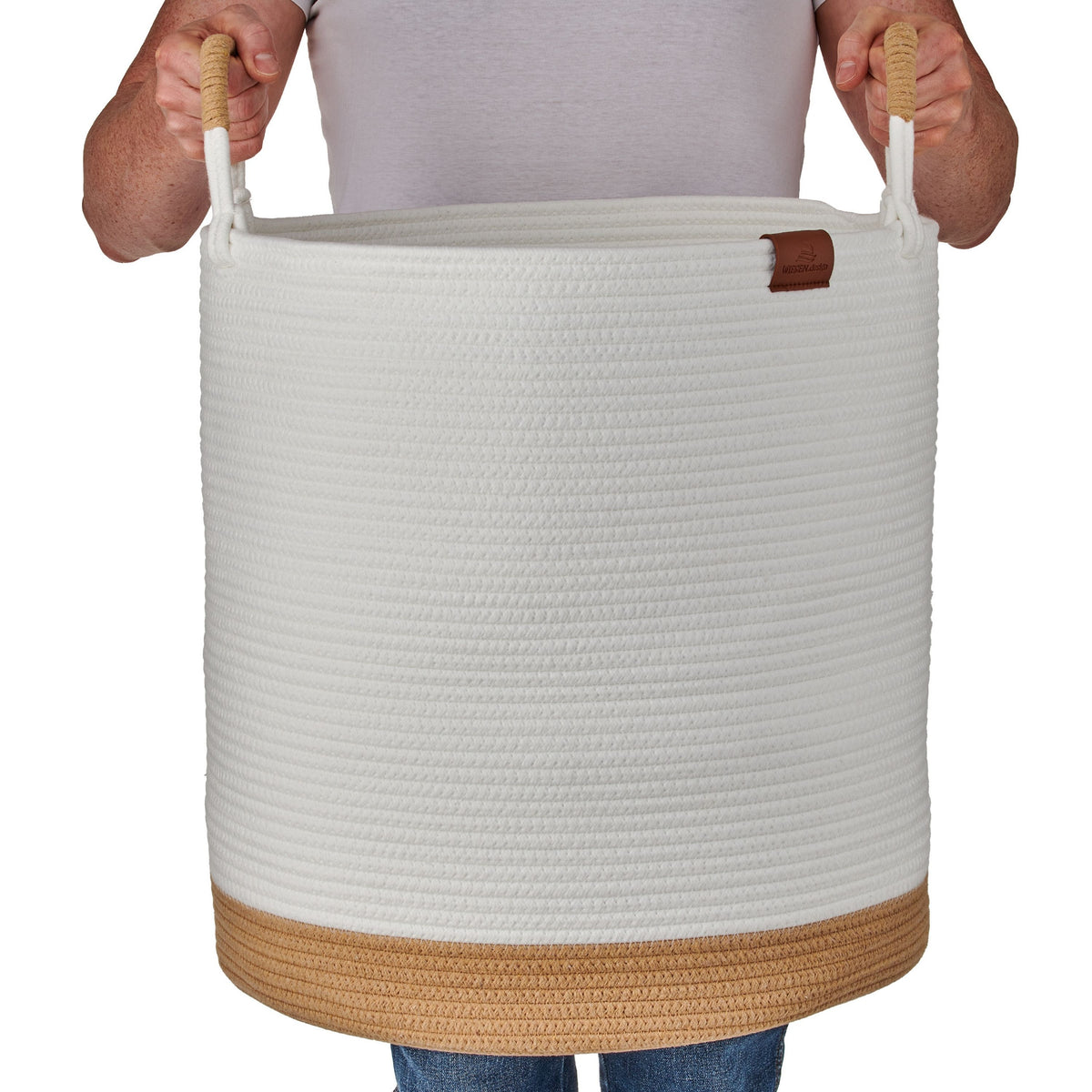 Wäschekorb JUNA Ø46xH48 cm Weiß/80L aus 100% Baumwolle