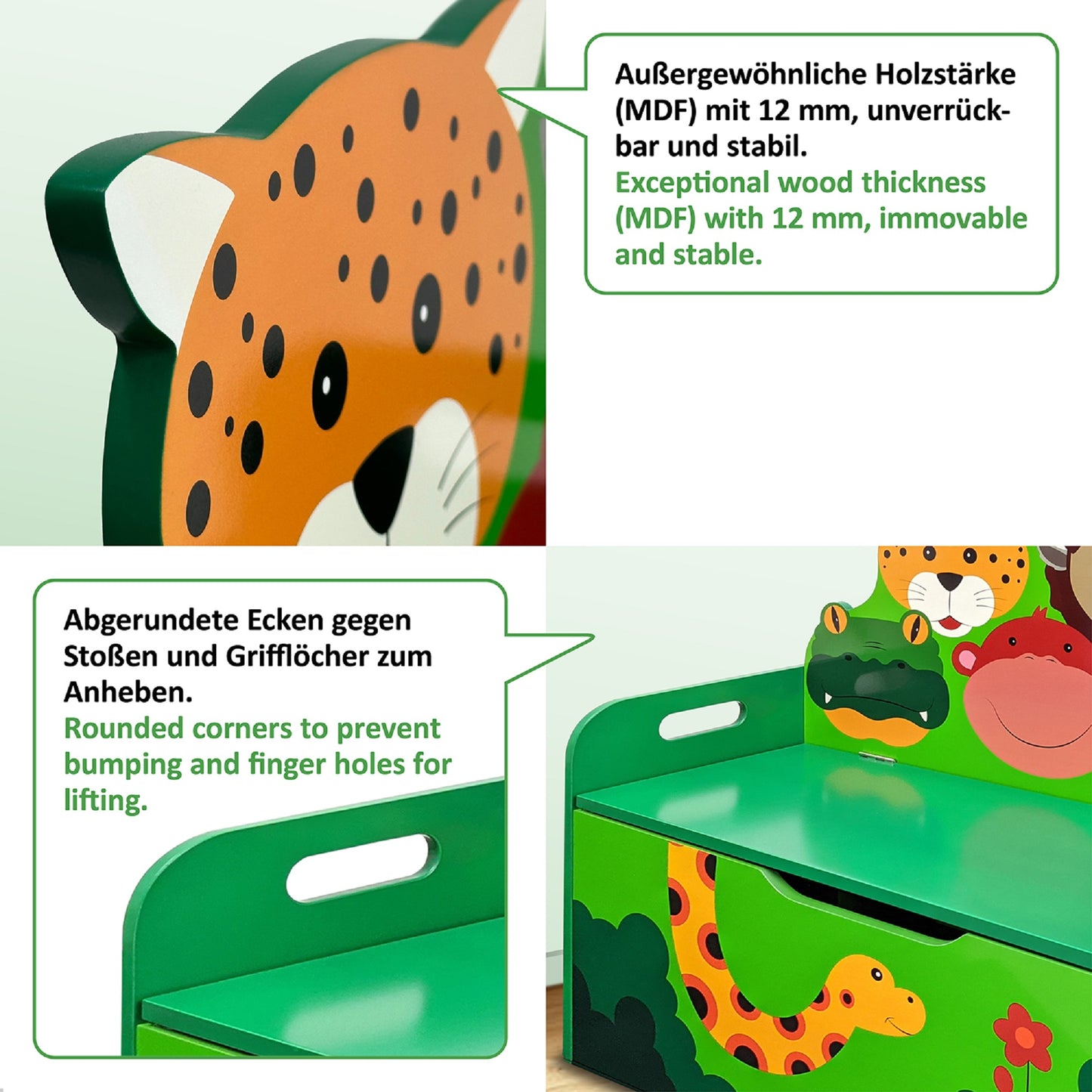 Kindersitzbank DSCHUNGEL mit Softstop für die kleinen Finger
