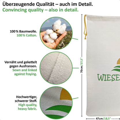 Premium-Baumwollbeutel, B47xH70cm, einzigartig in 280 g/m² schwerer Baumwolle