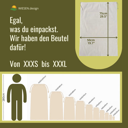 Wäschebeutel - 280 g/m² OEKO-TEX® zertifizierte Heavy-Duty Baumwolle, 50x75 cm - 3 St. Wäschesack Reise, Wäschesack Baumwolle, Wäschetasche