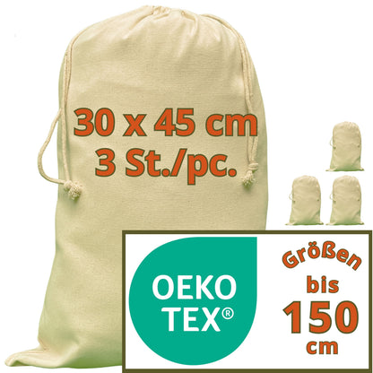 Sacchetti per il pane - Cotone resistente 280 g/m² certificato OEKO-TEX®, 30x45 cm - 3 pz. Sacchetti in stoffa da dipingere, sacchetti per il pane per mantenerlo fresco