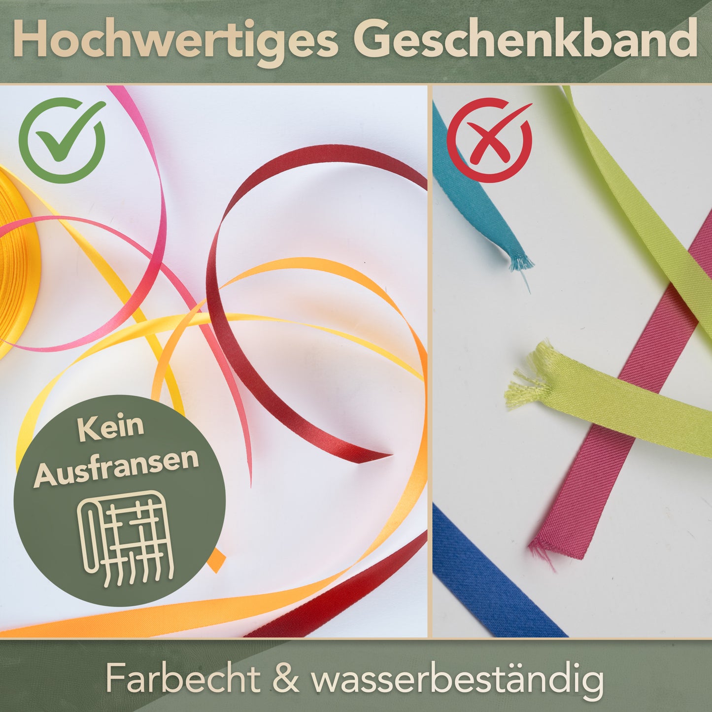 Geschenkband Set, 16x Satinband inkl. Abroller (23 m x 10 mm per Rolle)