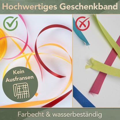 Geschenkband Set, 16x Satinband inkl. Abroller (23 m x 10 mm per Rolle)