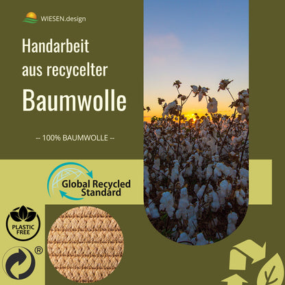 Wäschekorb JUNA Ø46xH48 cm Schwarz/80L aus 100% Baumwolle - Handgemacht und Pflegeleicht