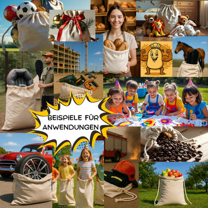 Spielzeugsack - 280 g/m² OEKO-TEX® zertifizierte Heavy-Duty Baumwolle, 40x60 cm - 4 St. Geschenktaschen mit Kordelzug, Shoe bag, Reisebeutel