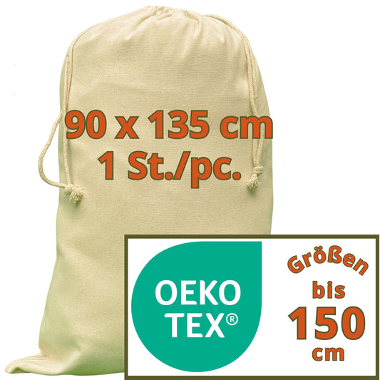 Aufbewahrungssack - 280 g/m² OEKO-TEX® zertifizierte Heavy-Duty Baumwolle, 90x135 cm - 1 St. Wäsche Sack, Säcke für Nüsse, Wäschesack XXL