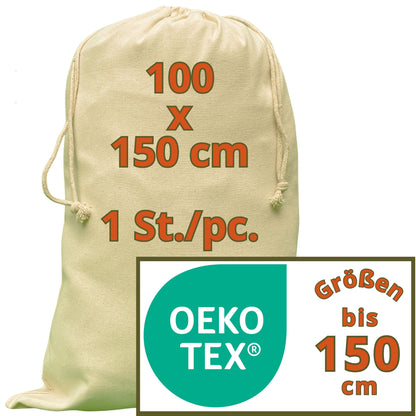 Sack XXS - XXXL - 280 g/m² OEKO-TEX® zertifizierte Heavy-Duty Baumwolle, 100x150 cm - 1 St. Kleidersäcke Aufbewahrung, Kleidersack Baumwolle