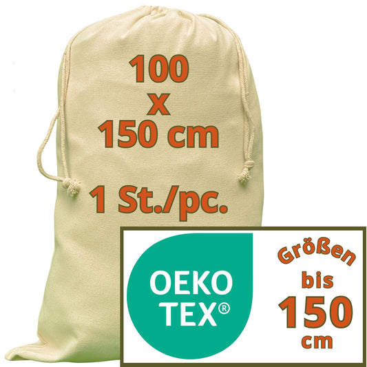 Sack XXS - XXXL - 280 g/m² OEKO-TEX® zertifizierte Heavy-Duty Baumwolle, 100x150 cm - 1 St. Kleidersäcke Aufbewahrung, Kleidersack Baumwolle