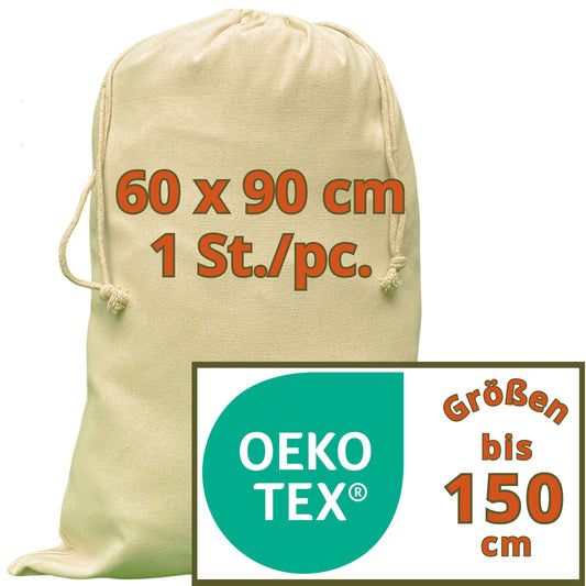 Laundry bag - 280 g/m² OEKO-TEX® zertifizierte Heavy-Duty Baumwolle, 60x90 cm - 1 St. Wäschesack groß, Baumwollbeutel mit Kordelzug